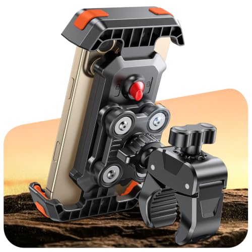 CIRYCASE 2026 Upgraded Anti-Vibration Motorcycle Phone Holder, 360° Adjustable Phone Holder Bike Super Stable, Quick Mounting & Locking, Smartphone Holder Scooter/Mountain Bike for 4.7-6.8 Inch Phones