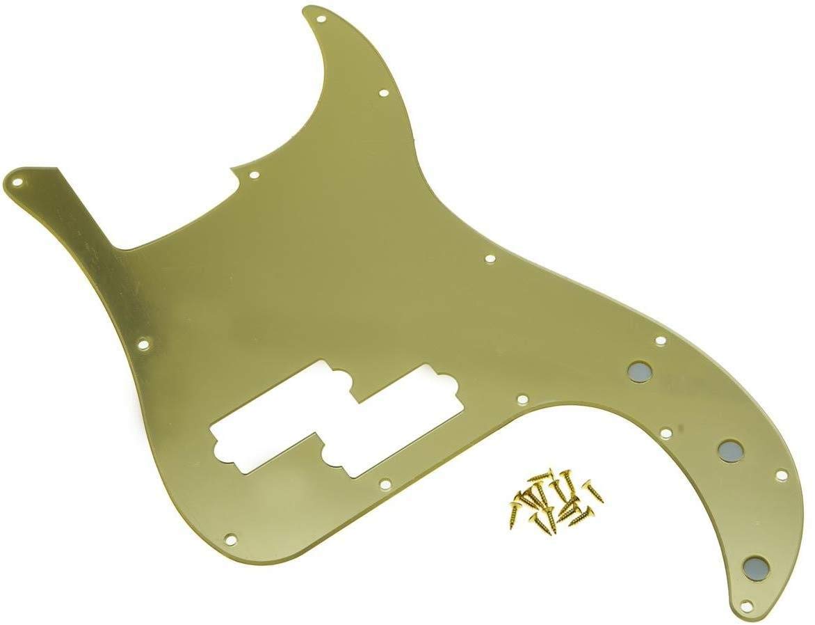 Dopro 13 Hole Precision Bass Pickguard PB P Bass Scratch Plate Fits USA/Mexican Fender Precision Bass Gold Mirror