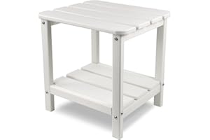realife Outdoor Adirondack Side Table, Rectangular End Table for Patio, Garden, Porch and Indoor, White