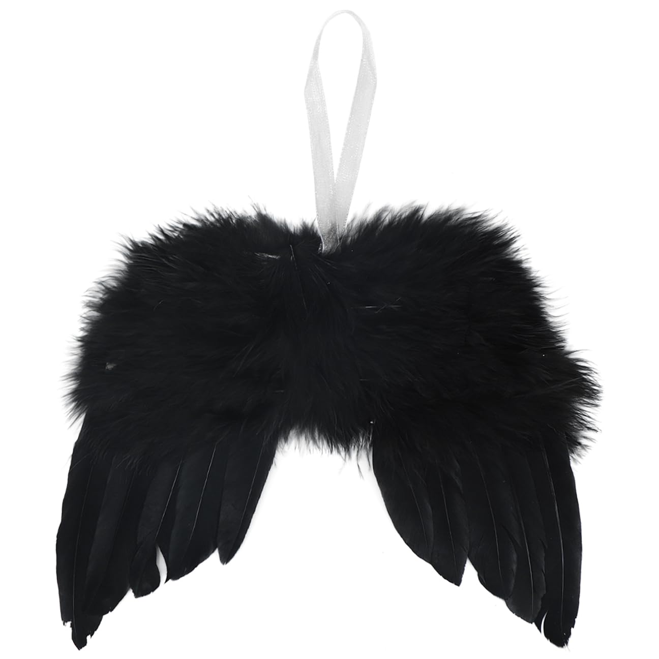 10 Pcs Angel Wings for Christmas Tree Ornament, 16×14 CM Hanging Angel Feather Wings Vintage Black Feather for Crafts DIY Xmas Decoration Home Wedding Prop Party Decor (Black, 10)