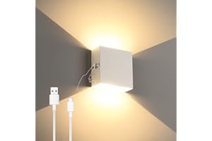 Lightess Battery Wall Sconce Touch Control, LED Wall Lights Rechargeable, Up Down Wall Mount Lights for Indoor Lighting, Warm White, LG9939108