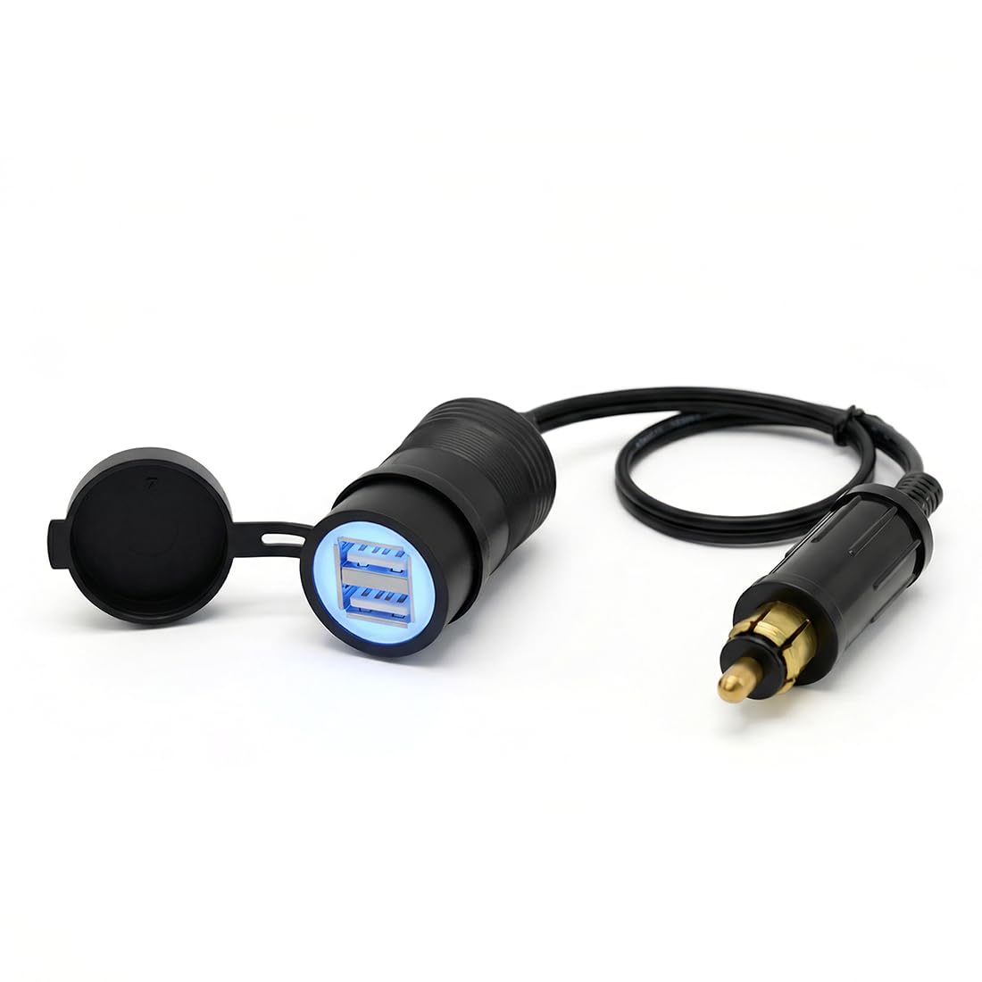 Cliff Top 3.3 Amp Hella (Din) USB Charger - Cable Extension, compatible with BMW and Triumph Motorcycles