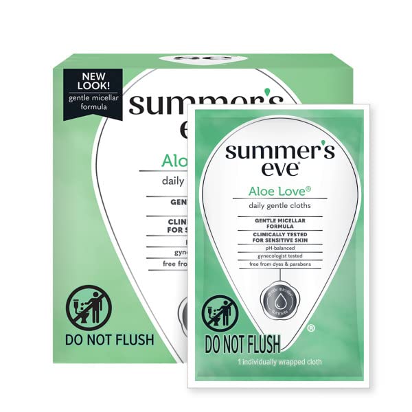SUMMER’S EVE ALOE LOVE GENTLE DAILY FEMININE WIPES 16 COUNT, (PACK OF 2)