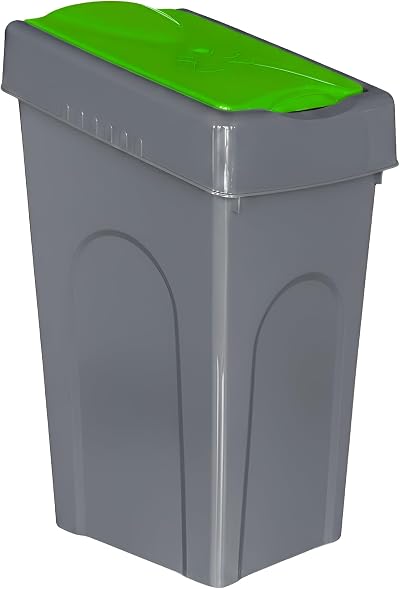 FINE STAR 50L Green Plastic Recycling Bin With Lid Office Kitchen Home Waste Bin