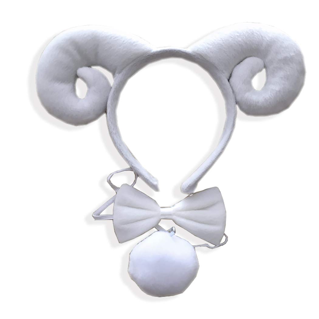 She's Shining Cute Sheep Set Headband Costume Accessory With Bow Tie Tail for Women Party Decoration