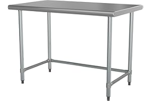 KROLLEN INDUSTRIAL 30" x 48" 18-Gauge 430 Stainless Steel Open Base Work Table for Commercial Kitchen, Restaurant, Cafe