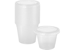 [4 oz 200 Sets] Disposable Portion Cups With Lids, Souffle Cups, Jello Shot Cups, Condiment Sauce Containers (4 oz)