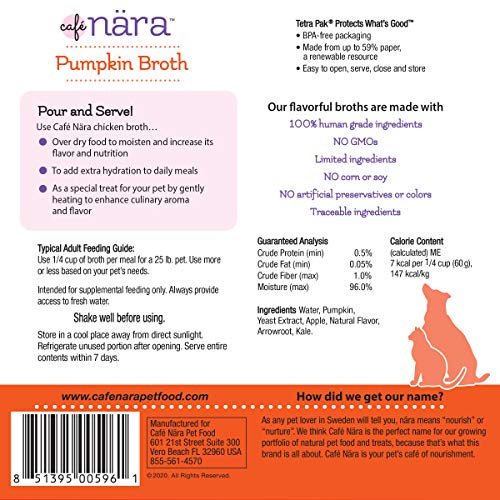 CAFÉ NARA PUMPKIN BROTH MEAL TOPPER FOR DOGS AND CATS – 1.1 LBS.