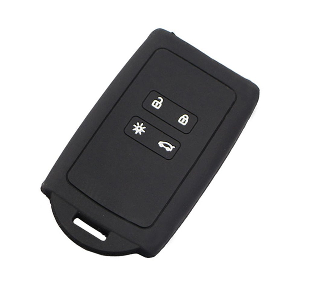 Happyit Silicone Car Key Case Cover for Renault 2016 – 2021 Kadjar 4 Buttons Remote Control Skin Protector Accessories (Black)