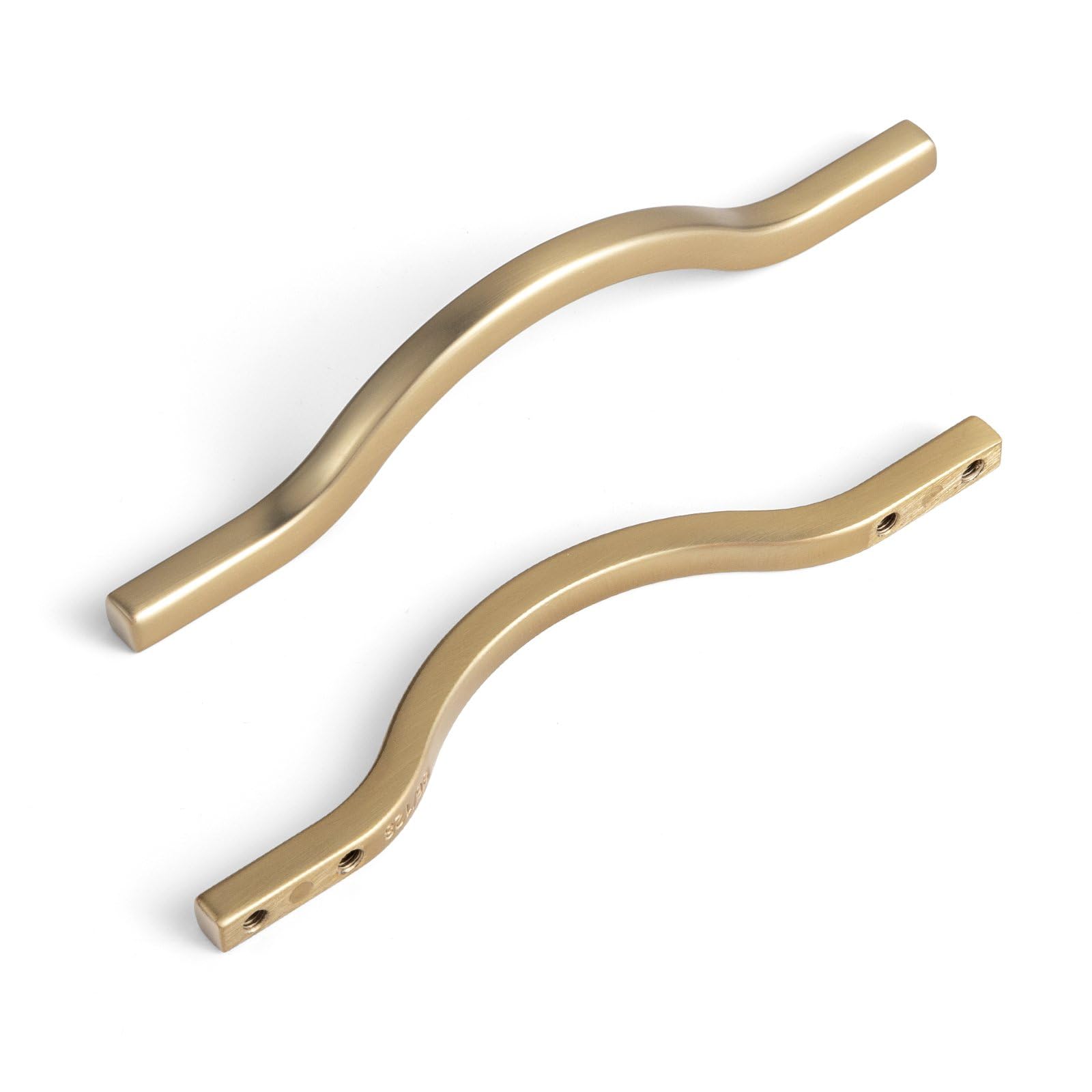 Photo 1 of Goo-Ki Low Profile Champagne Bronze Cabinet Pulls, Double Hole Centers (3.8''/5') Zinc Alloy Handle for Drawer Cupboard Wardrobe,6 Packed…