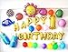Fecedy Cute Gold Alphabet Letters foil Balloons Happy Birthday Party Decoration Supplies