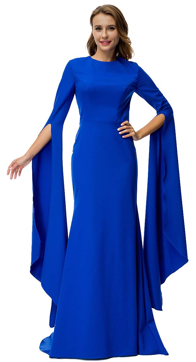 Women's Long Sleeves Evening Party Dresses Empire Waist Mermaid Floor