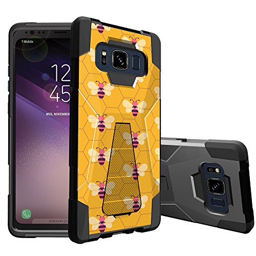 MINITURTLE Case Compatible w/Stand Case Compatible w/Samsung Galaxy S8 Active SMG892A [ Vertical/Horizontal Stand ][ DualLayer Silicone & Hard Shell Case ] Honeycomb Bees