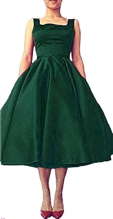 green tea length formal dresses
