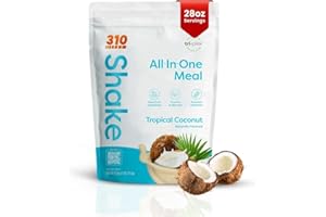 310 Nutrition All-In-One Meal Replacement Shake – Plant-Based Protein, Superfood Blend & Fiber – Natural Sweeteners – Keto & Paleo Friendly – 28 Servings, Tropical Coconut Flavor