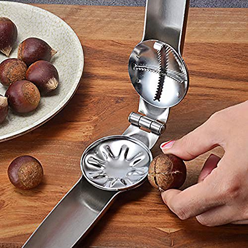 OZMI Chestnut Clip, 304 Stainless Steel Nut Cracker Sheller Walnut Pliers, Metal Nut Opener Plier, Kitchen Tools Multifunctional Chestnut Opener Nut Walnut, Kitchen Utensils Dried Fruit Opener, 1Pack