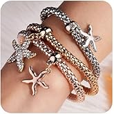 Choistily 3PCS Starfish Bracelets for Women Gold Starfish Bracelet Beach Charm Bracelet Summer Beach Surfer Jewelry
