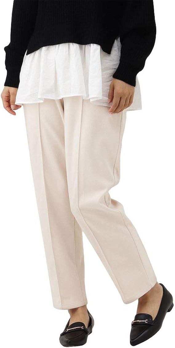 Amazon カットパンツ ツイルパンツ パンツ ロングパンツ レディース ツイル起毛カットパンツ きれいめ バックゴム Gl アイボリー L ロングパンツ 通販
