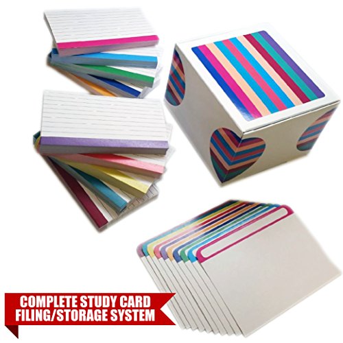 Debra Dale Designs - 110# Color Bar Ruled Index Cards - 3x5 Inches - 24 Point Cardstock Storage Filing Box - Plus 10 Matching Index Card Extra Thick Divider Sheets - Complete Study Learning System - Thumbnail 5
