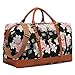 CAMTOP Weekender Travel Bag Women Ladies Overnight Bags PU Leather Trim Canvas Carry On Duffle (Flower)