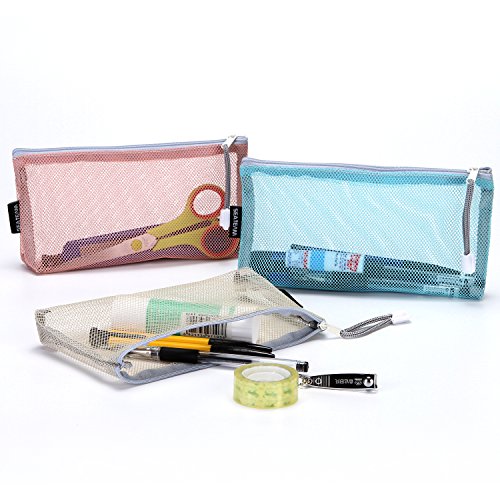 Sea Team 6pcs Multicolored Portable Travel Toiletry Pouch Nylon Mesh Cosmetic Makeup Organizer Bag with Zipper