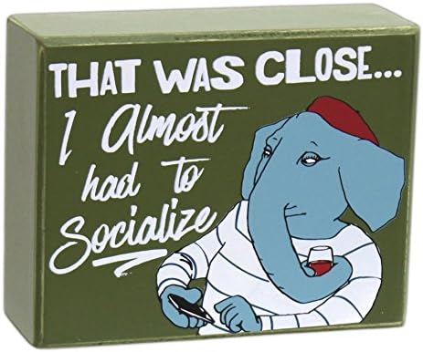 Questionables 5" x 4" Almost Had to Socialize Decorative Box Sign