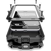 Marrkey for iPhone 16 Pro Max Metal Case 6.9",Heavy Duty Shockproof Aluminum Alloy Tough Armour Military Phone Case,360 Full Body Protective Cover with Silicone Built-in Screen Protector - Black