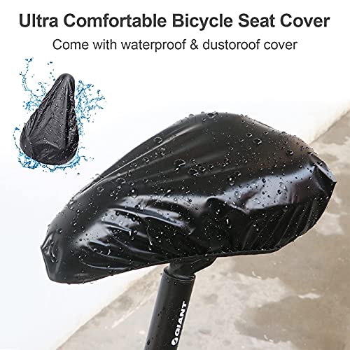 Suleto Bike Seat Cover, [Super Soft & Durable] Gel Bicycle Seat Cushion for Women Men Comfort Anti-Slip Bike Saddle Cushion Pad Fits Exercise/Spin/Cruiser/Mountain Bike Cycling with Waterproof Cover