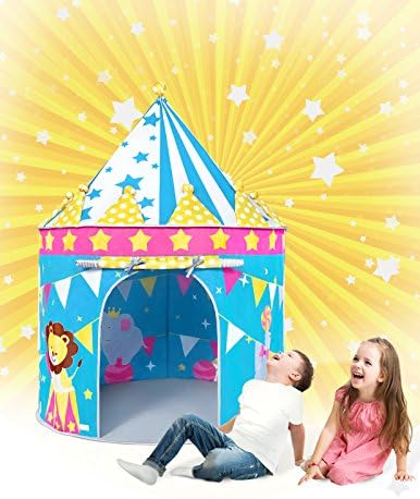 SUGAR Q Large Portable Folding Blue Stars Animal Banner Castle Cupcake Play Tent Playhouse Play hut Ball Pit Pool Castle Toy, Kids Girl/Boy Birthday Gift Party Indoor/Outdoor Non-Toxic/Odor-Free
