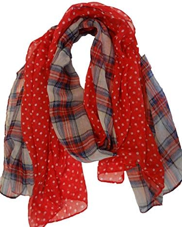 Red Plaid Polka Dot Scarf