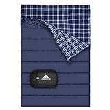 Agemore Cotton Flannel Double Sleeping Bag for Camping, Backpacking, Or Hiking. Queen Size 2 Person Waterproof Sleeping Bag for Adults Or Teens. Truck, Tent, Or Sleeping Pad, Lightweight