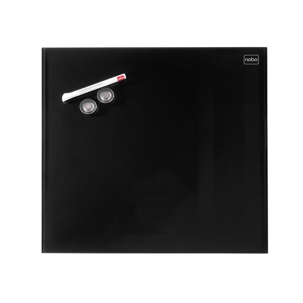Nobo Glass Whiteboard, Magnetic, 450 x 450 mm Square Tile Design, Includes Glassboard Marker, Magnets and Fitting Kit, Black, 1903951