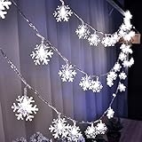 Dealgadgets Led String Light, 15ft String Light Warm White Fairy Lights Battery Operated Waterproof Outdoor/Indoor DIY Decoration Christmas Party, Wedding, Garden (Snowflakes)