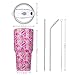 DYNAMIC SE 30oz Rose Tumbler Double Wall Stainless Steel Vacuum Insulated Travel Mug with Splash-Proof Lid Metal Straw and Brush