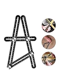 Chrider Regla multiángulo, herramienta de medición de ángulo de metal, aleación de aluminio de alta calidad para plantillas y diseños, medida para artesanos, constructores, artesanos, bricolaje, negro