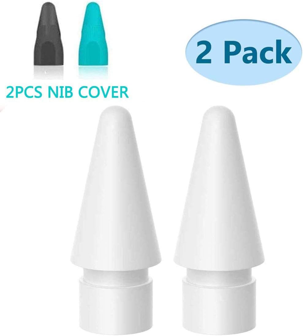Replacement Tip Compatible with Apple Pencil, [2-Pack] Nib Replacement Compatible with iPad Pro 10.5 inch 12.9 inch 9.7 inch Apple Pencil 1/2 Apple Pencil Accessories, [with 2 PCS Nib Cover]
