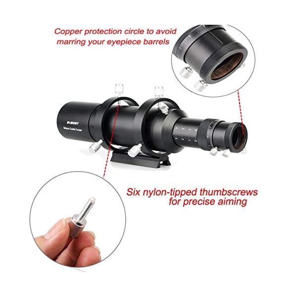 Svbony SV106 Teleskop Guiders, 60mm FMC Teleskope Sucher mit 240mm Brennweite Helical Fokussiergerät, Sucherfernrohre Teleskop Zubehör für Teleskop Astrokamera Autoguide Astrofotografie – Bild 5