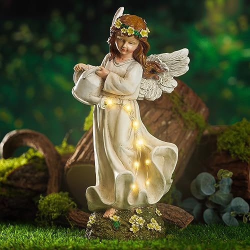 Photo 1 of SAIKOGITL Solar Resin Outdoor Angel Statue - Exquisite 11.4-Inch Garden Decor - Ideal Outdoor Statues That Light Up - Perfect Garden Gifts - Graceful Presence for Any Outdoor Space