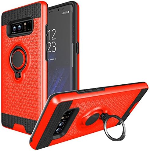 Galaxy Note 8 Case, MOMOTECH Dual Layer Armor Hybrid Note 8 Case Kickstand with Ring Holder Impact Resistant Shockproof Bumper Heavy Duty Protection Defender Case for Samsung Galaxy Note 8 - Red