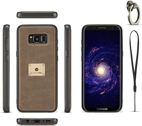 Samsung Galaxy S8 Plus Case Leather Flip Folio Kickstand Case with Card Slots Brown Case for Galaxy S8 Plus