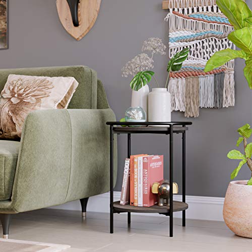 HOMECHO End Table Set of 2, Industrial Side Tables Nightstands Living