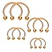 BodyJ4You 8PCS Circular Barbell Horseshoe Piercing Ring Kit 16G Rose Goldtone Nose Tragus Nipple Hoop