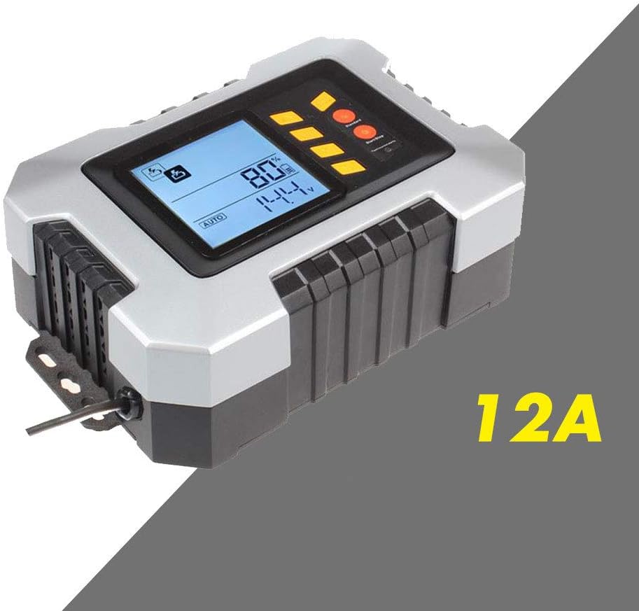 6859 Seven-Segment Battery Charger 12V car Motorcycle car Battery Charger with Activation Engine,Gray,110V/12V