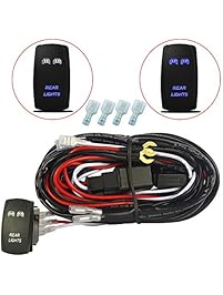 MicTuning 101044 Wiring Harness (for LED Light Bar, 40Amp Relay Fuse Laser Blue On-Off Rocker Switch (Rear Lights, 12ft))