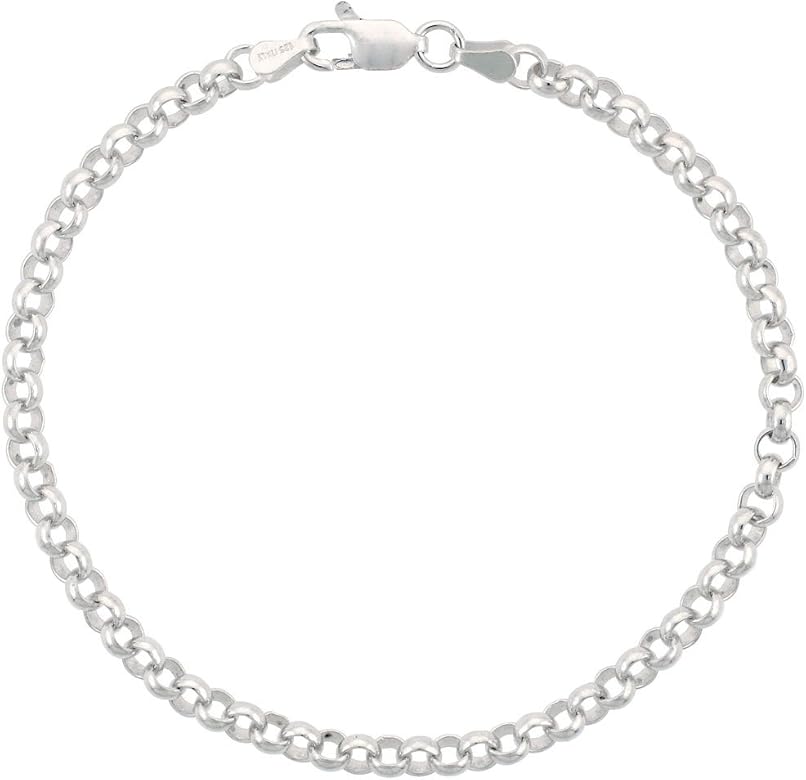 Amazon Com Sterling Silver Italian Rolo Chain Necklace 4mm Medium