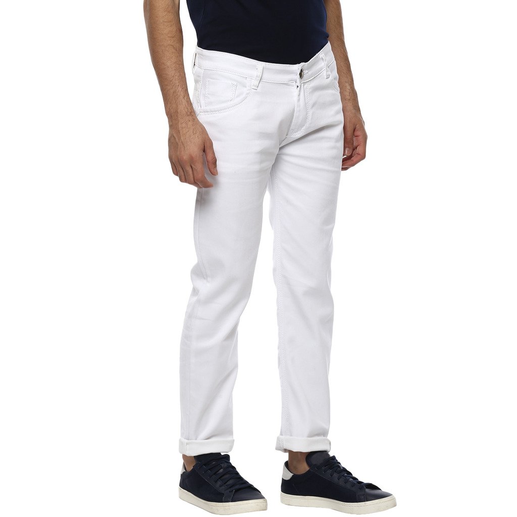 urbano fashion men's white slim fit stretch jeans