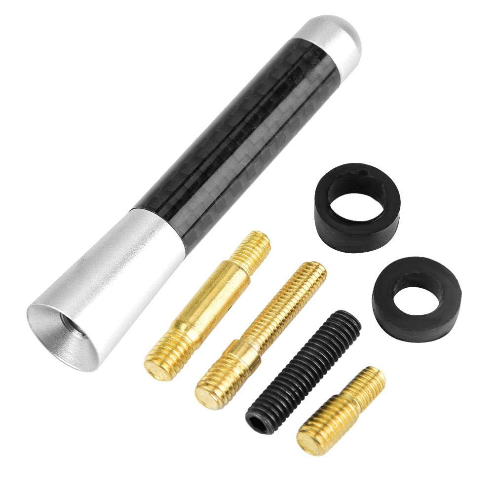 Megane Antenne - Short White Car Antenna Mini-Antenna Car Topper Antenna Replacement 3擟Arbon Fiber Screw Radio Short Antenna Aerial Replacement for Universal Car Modification (Silver)