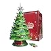 Sunlit 13'' Ceramic Christmas Tree Tabletop Christmas Decoration, Green, AA Battery Included