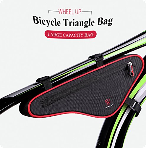 Bicycle Bag Triangle Frame Bag Bike Storage Bag Saddle Frame Pouch Large Capacity Nylon Outdoors Sports Riding Gear (Red) - Thumbnail 2