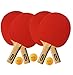 KEVENZ Ping Pong Paddle, Professional Table Tennis Racket, Patented Ping Pong Paddles with Long Handle, Family Ping Pong Racket Pack of 4